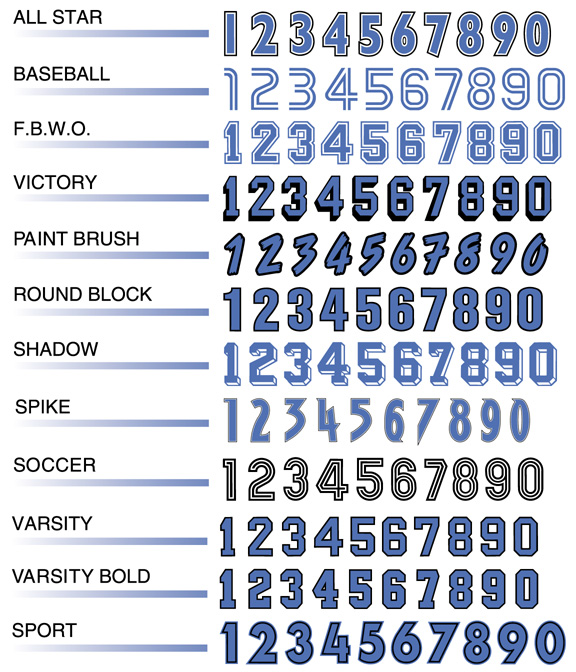 number styles for jerseys